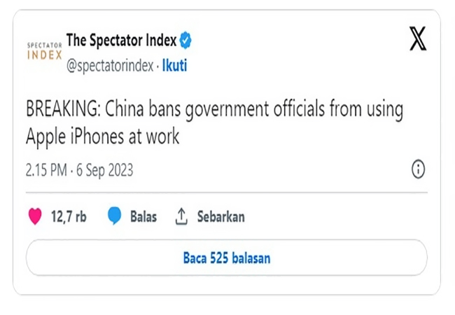 Pejabat di Tiongkok Dilarang Pakai iPhone